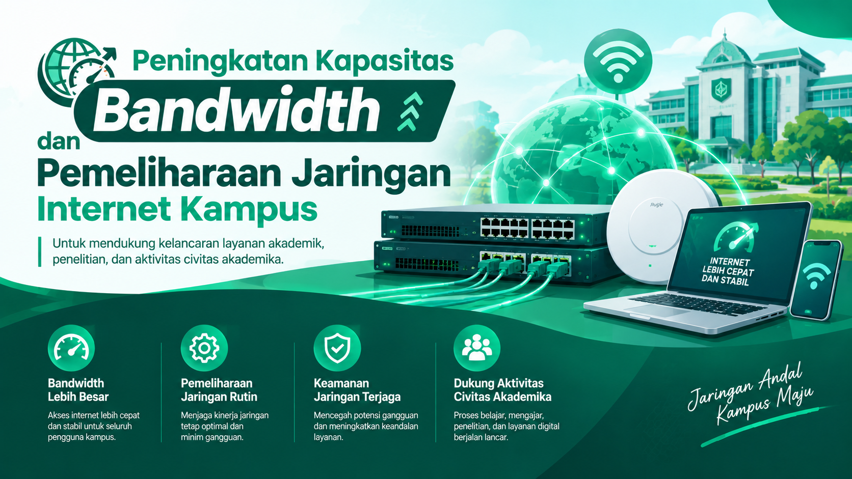 Peningkatan Kapasitas Bandwidth dan Pemeliharaan Jaringan Internet Kampus